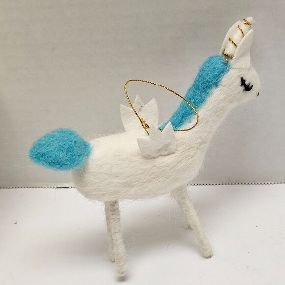 Christmas Felt Spun Wool Holiday Tree Ornament Animal Mrs Unicorn Wings Llama - Picture 4 of 10